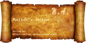 Mallár Anina névjegykártya